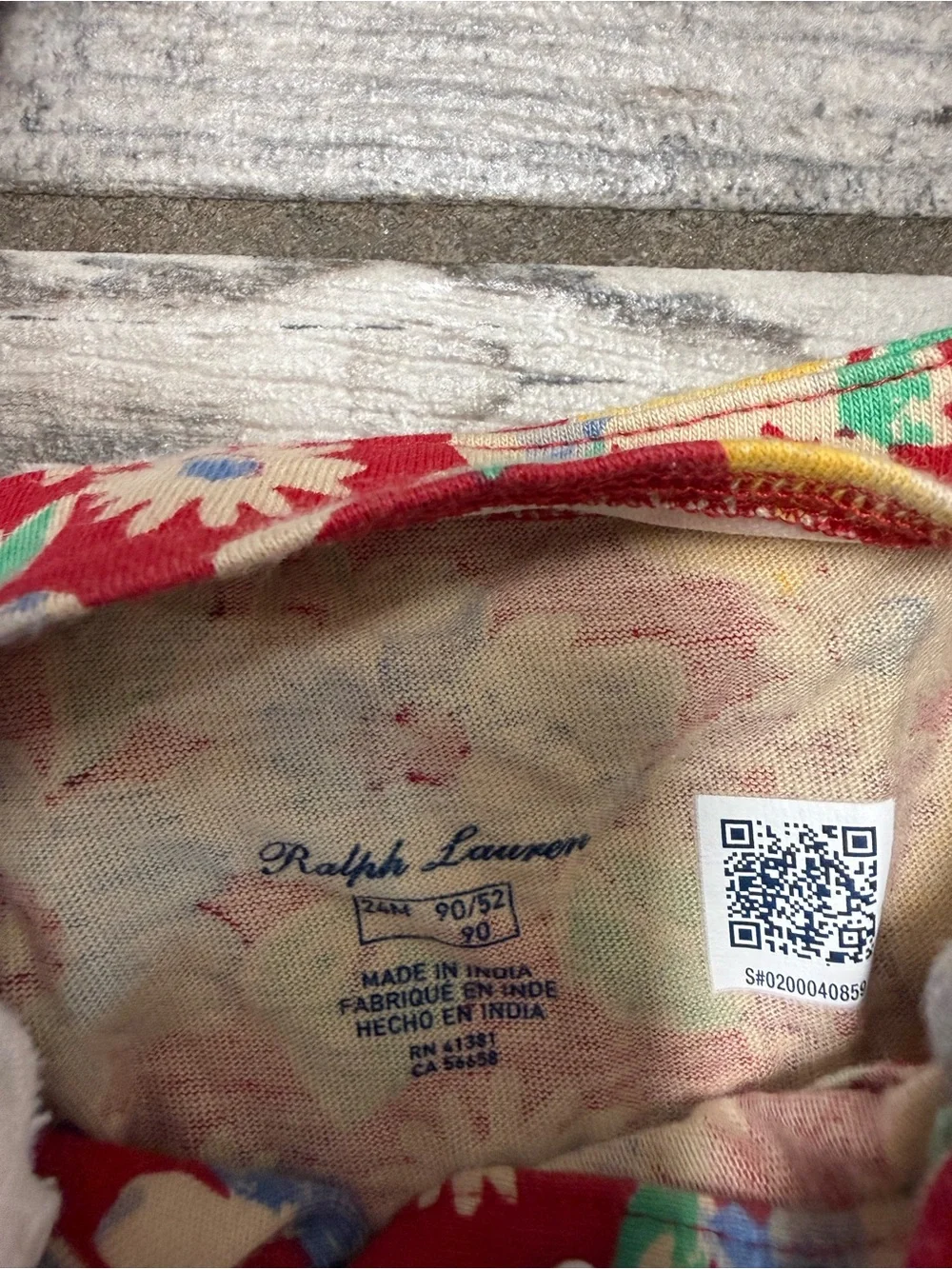 Ralph Lauren Red and Cream Floral Infant Romper